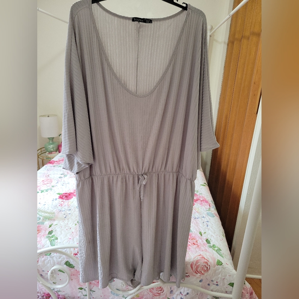 Gray Ribbed Jumpsuit